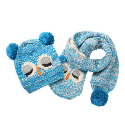 

2pcs Kids Baby Boys Girls Warm Wool Knitted Cute Owl Hat Beanie Scarf
