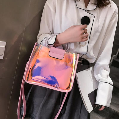 

Greensen 1 Set of 2 Bags Women Hologram Shining Messenger Bag Beach Shoulder Bag Purse Makeup Pouch