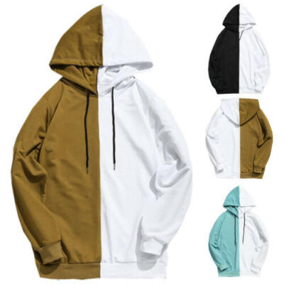 

Adult Unisex Men Stitching Hoodie Cotton Hooded Jacket Jumper Basic Blank Plain