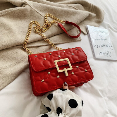 

Bag female Korean version of the wild lock embroidered line shoulder Messenger bag fashion chain small square package ti