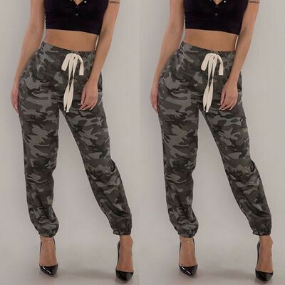 

Womens Camo Trousers Casual Hip-hop Military Army Combat Camouflage Pants