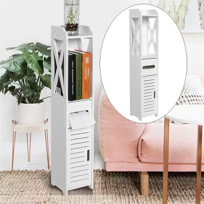 

80155155CM Bathroom Toilet Furniture Cabinet White Wood Cupboard Shelf Tissue Storage Rack Bathroom Storage Cupboard