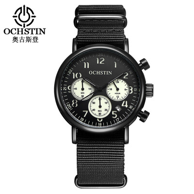 

Augustus OCHSTIN multi-function three-eye calendar multi-function leather mens watch mens watch