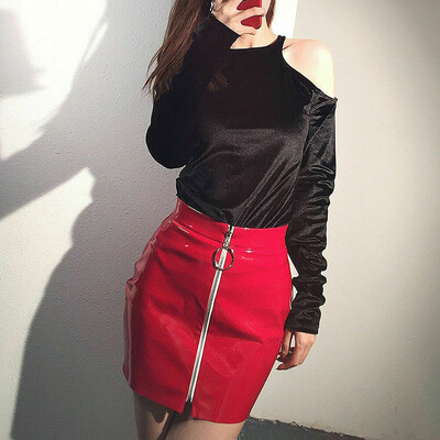 

Women PU Leather Mini Skirt Ladies Short Sexy Bodycon Skirts Dress High Waisted Pencil Skirt Bodycon