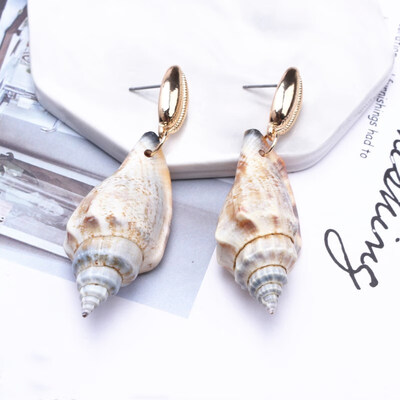 

EK646 Bohemian Sea Shell Drop Earrings For Women Metal Starfish Conch Shell Cowrie Statement Earrings 2019 Summer Beach Jewelry