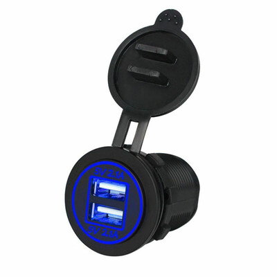 

1pc Car Cigarette Lighter Socket LED 21A Dual USB Charger Power Outlet 12V24V