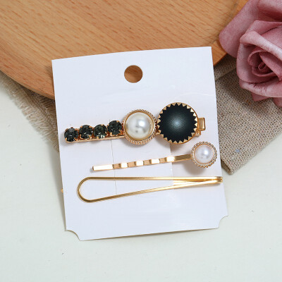 

Pearl Hair ClipPearl Hairpin Diamond Studded Clip Side Clip Two-piece Multi-color Drill Hairpin Headdress Accessories