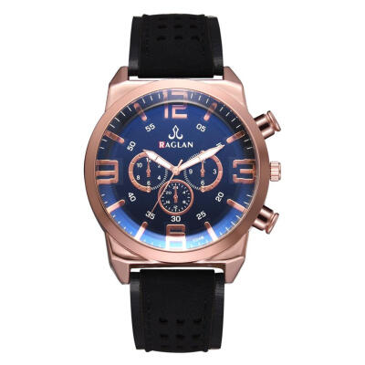 

Men Sports Casual Quartz Watches PU Leather Strap Digital Round Dial Watch