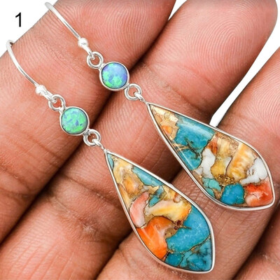 

Vintage Women Colored Glaze Hook Earrings Faux Gem Inlaid Eardrops Lady Jewelry