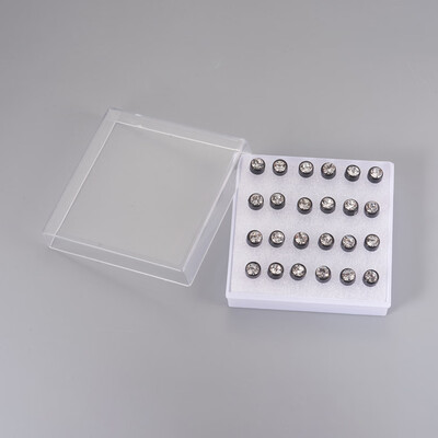 

Rhinestone Stud Earrings with Ear Nuts Plastic Findings Flat Round Crystal 6x4mm Pin 09mm 12pairsbox