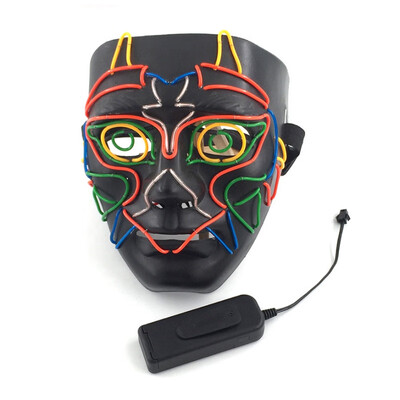 

Halloween Mask Full Face Covered Colorful EL Wire Light Up Mask Masquerade Costume Props For Halloween Cosplay Festival Party