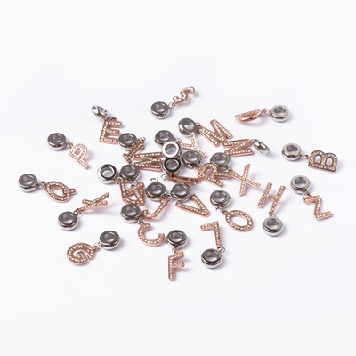 

304 Stainless Steel Rhinestone European Dangle Beads Large Hole Alphabet Beads Mixed 2427mm Hole 5mm 1415x5105x12mm