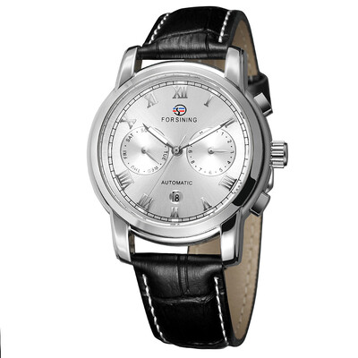 

FORSINING genuine leather waterproof week calendar mens automatic mechanical watch belt mens watch
