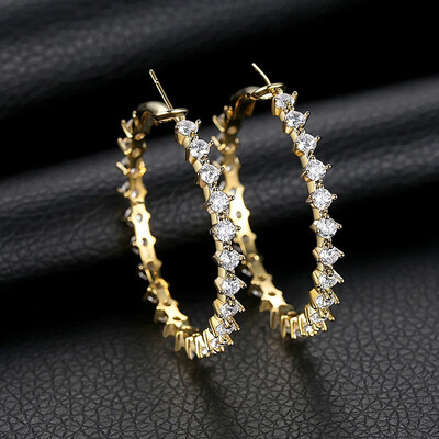

Exaggerated rhinestone earrings simple personality hipster ear ring circle earrings fashion big ear buckle ear jewelry