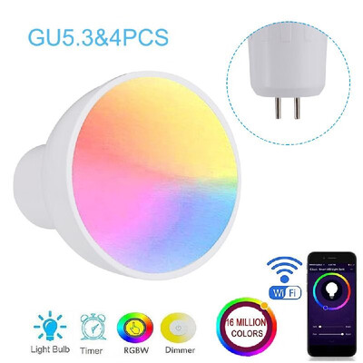 

GU10E27GU53 WiFi Intelligent Light Bulb RGBW 6W LEDs Dimmable Lamp Cup Compatible with-Alexa&Google-Home Remote