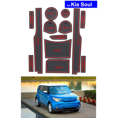 

13pcsset Non-slip Car Door Groove Gate Slot Mats Carpets Cup Holder Pad Replacement For Kia Soul