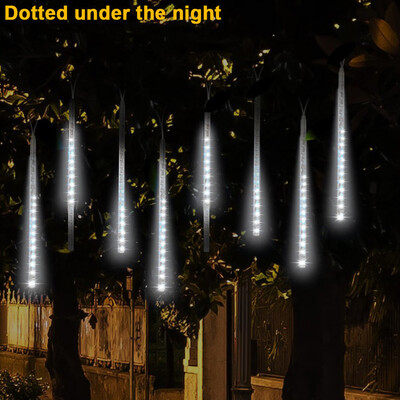 

Siaonvr LED Lights Meteor Shower Rain Snowfall Xmas Tree Garden Outdoor White