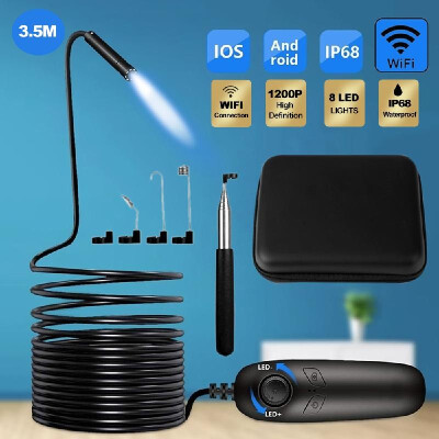 

1200P Wireless Endoscope IP68 Waterproof USB Rechargeable 8MM Wifi Snake Inspection Camera Borescope with 8LEDs Light Compatible f