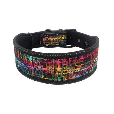 

Reflective Nylon Dog Collar Fashion Printed Adjustable Pet Collars For Medium Large Dogs Pitbull  M L