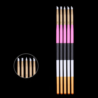 

〖Follure〗5 Pcs Pencil Head Nail Art Brush Nail Silicone Brushes With Aluminum Tube Strap