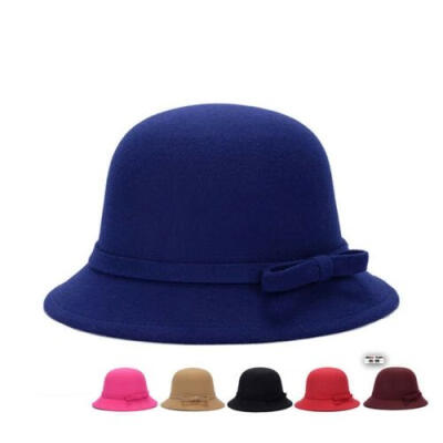 

Fashion Women Wool Church Cloche Flapper Hat Lady Bucket Winter Flower Cap US