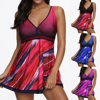 

Roseonmyhand Women Plus Size Gradient Tankini Swimjupmsuit Swimsuit Beachwear Padded Swimwear