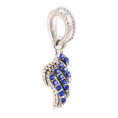

Alloy European Dangle Beads with Rhinestones Wing Large Hole Pendants Sapphire 3031mm Hole 5x8mm