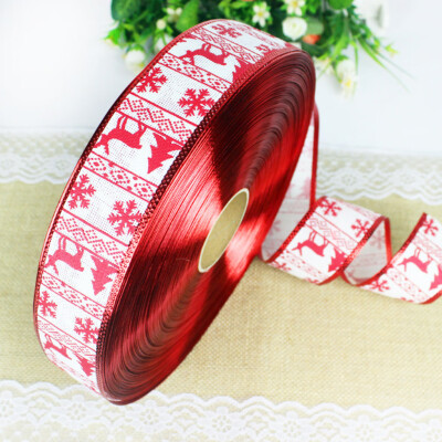 

Gobestart Xmas Tree Decor Print Pattern Christmas Tree Imitation Linen Christmas Ribbon