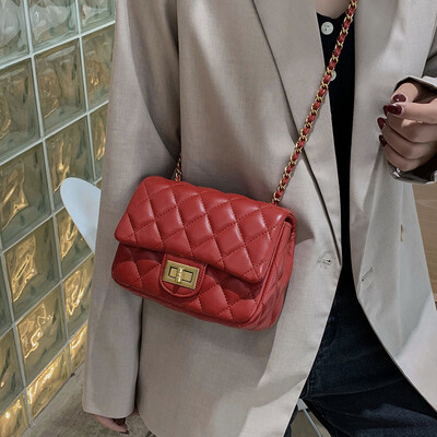 

Small fragrance rhombic chain bag female 2019 Korean version of the new fashion single shoulder Messenger bag ins wild gas