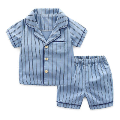 

Summer Boys Stripe Pyjamas Kids Toddler Baby Children Pjs Sleepwear Nightwear WHITEBLUE