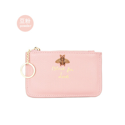 

The first layer of cowhide Europe&the United States big ladies leather short paragraph purse zipper mini lychee with ring key