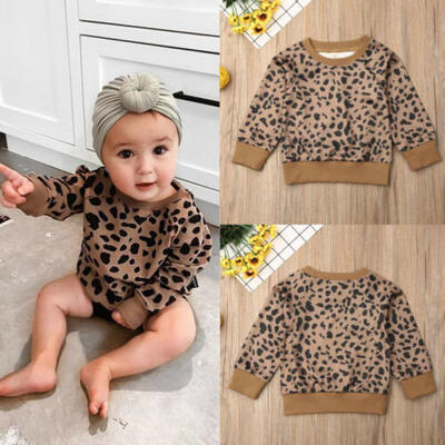 

US Toddler Baby Girls Kid Leopard Pullover Sweatshirt Tops Blouse Winter Clothes