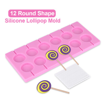 

Greensen 12 Round Shape Silicone Lollipop Mould Tray Candy Chocolate Lollypop Mold Sticks Chocolate Mold Lollipop Mould Tray