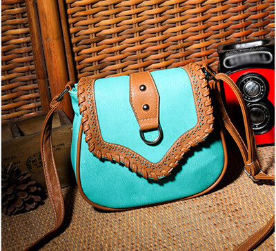 

Tailored Ethnic Style Ladies Hollow Color Matching Leather Woven Shoulder Messenger Bag