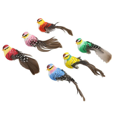 

6pcsset Foam Feather Artificial Birds Imitation Bird Model Home Ornament