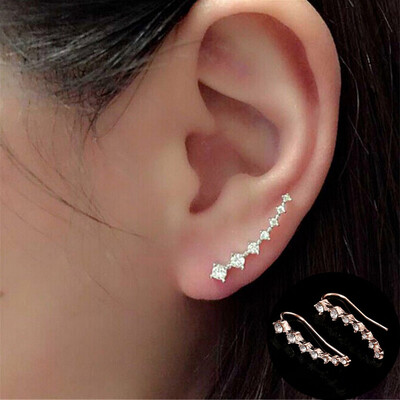 

New Brincos Clip Earring Simulated-pearl Crystal Heart Leaf Star Flower Ear Bone Cuff Earrings For Women Men Jewelry Wholesale