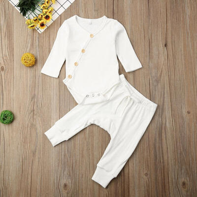 

Newborn Infant Baby Boy Girl Clothes Long Sleeve Romper TopsPants Kids Outfits Set