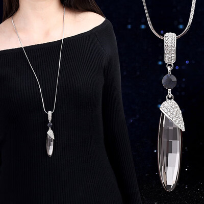 

Sweater chain long necklace lady blue crystal pendant fashion pendant fashion necklace
