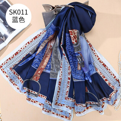 

European&American fashion printing chain scarf new silk satin satin silk beach towel shawl wholesale SK011