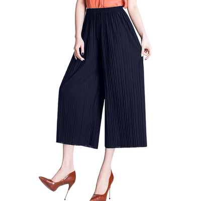 

Summer Female Chiffon Wide Leg Pants Women High Waist Pleated Wrinkle Loose Girls Thin Section Fashion Sexy Korean Pants