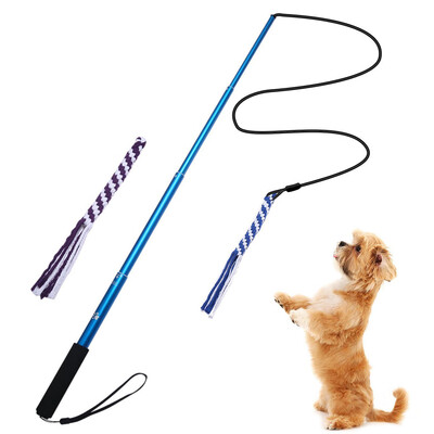

Gobestart Dog Outdoor Toy Extendable Teaser Wand With 2 Rope Chew Play Toys Training Exercise