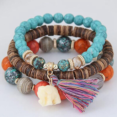 

Woman Beach Jewelry Bohemian Shell stone Bracelet Multilayer Beads Strand