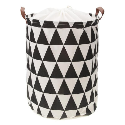 

Folding Geometry Drawstring Canvas Laundry Basket Clothes Toys Large Bucket