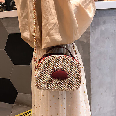 

Tailored Women New Fashion Wild Chain Handbag Messenger Shoulder Bag Weaving Bag