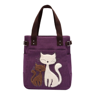 

Canvas Cat Single Shoulder Storage Bag Grocery Pouch Shopping Travel Handbag