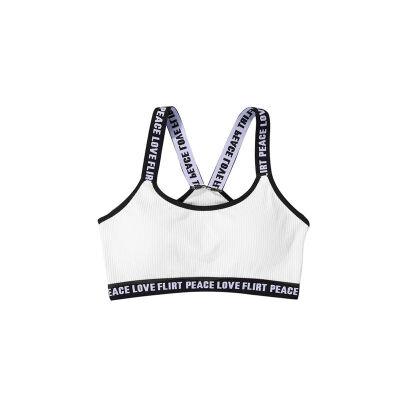 

Knitted Thread Letter Printing Wide Shoulder Sports Bra