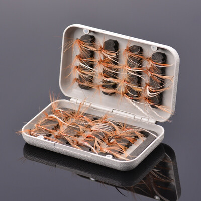 

32pcs Fly Fishing Lure Flies Trout Lures DryWet Flies Nymphs 10 hook Ice Fishing Lures Artificial Bait with Pesca Box