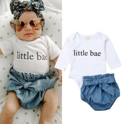 

US Cute Newborn Kids Baby Girl Little Bae Romper Bodysuit Shorts Casual Clothes