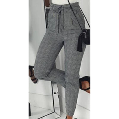 

US Women Casual Plaid Sweatpants Jogger High Waist Harem Pants Sports Trousers