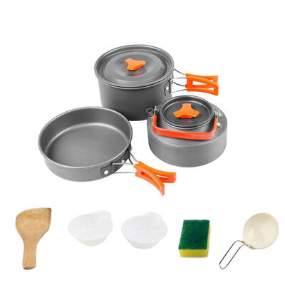 

8pcsset Portable 2-3 Persons Cookware for Outdoor Camping Backpacking